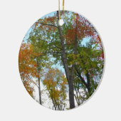 紅葉を見上げるカラフル秋の葉 セラミックオーナメント (左)