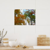 紅葉を見上げるカラフル秋の葉 ポスター (キッチン)