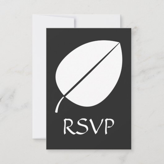 紅葉を黒のRSVPカードに挿入 出欠カード (正面)