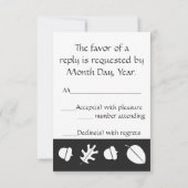 紅葉を黒のRSVPカードに挿入 出欠カード (裏面)
