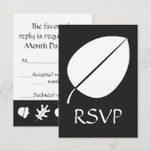 紅葉を黒のRSVPカードに挿入 出欠カード (正面/裏面)