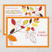 紅葉アンドラブバード結婚式招待状 招待状 (正面/裏面)
