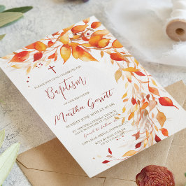 紅葉イエローアンドレッドガールバプテスマ 招待状