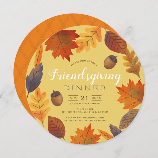 紅葉イエローウォーターの色のフレンドシップ 招待状 (正面/裏面)