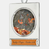 紅葉イン滝I秋撮影 シルバープレートバナーオーナメント (左)