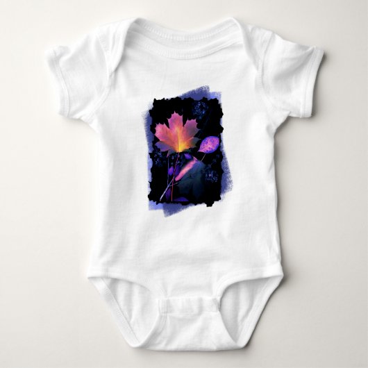 紅葉イン・オン・ブルー ベビーボディスーツ (正面)