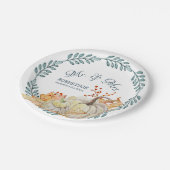 紅葉ウォーターカラーパンプキ素朴ンバ結婚ン ペーパープレート (アングル)