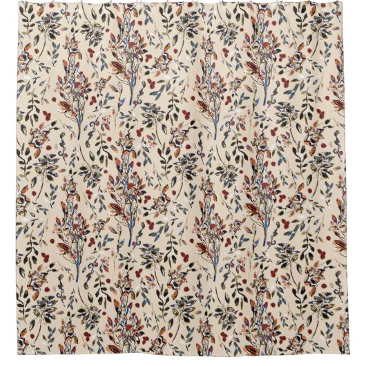 紅葉エレガントと果実のシームレスなパターン シャワーカーテン (正面)