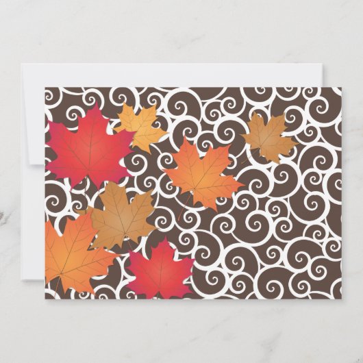 紅葉エレガントと渦巻き秋の結婚式 セーブザデート (裏面)