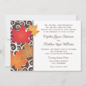 紅葉エレガントと渦巻き秋の結婚式 招待状 (正面)