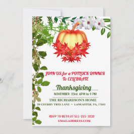 紅葉エレガントカボチャ感謝祭ディナー 招待状