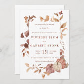 紅葉エレガントズカボチャ結婚ンミニマリスト 招待状 (正面/裏面)