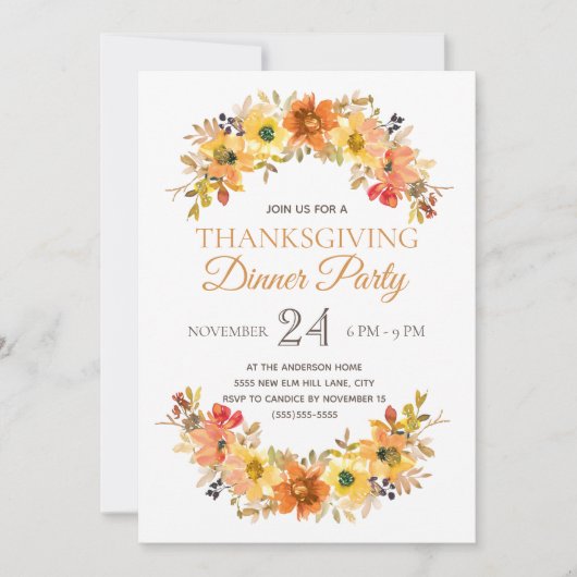 紅葉エレガントフローラ感謝祭ディナー 招待状 (正面)