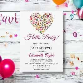 紅葉エレガントロマンチックなハートベビーシャワー 招待状