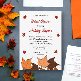 紅葉エレガントロマンチック秋ブライダルシャワー 招待状