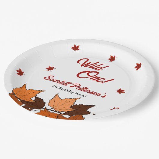 紅葉エレガントワイルドワン秋1日の誕生日 ペーパープレート (アングル)