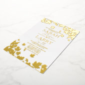 紅葉エレガント伝統的結婚金ゴールド 箔招待状 (回転した状態)