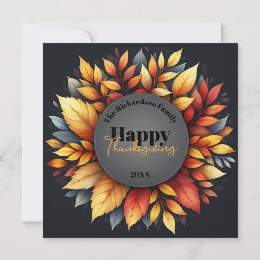 紅葉エレガント感謝祭の家族の名前の年 シーズンカード (正面)