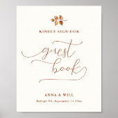 紅葉エレガント秋の結婚式ゲストブックサイン ポスター (正面)