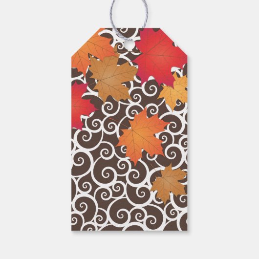 紅葉エレガント秋の結婚式ワインの好意 ギフトタグ (裏面)