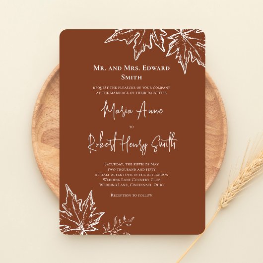 紅葉エレガント秋の結婚式 招待状