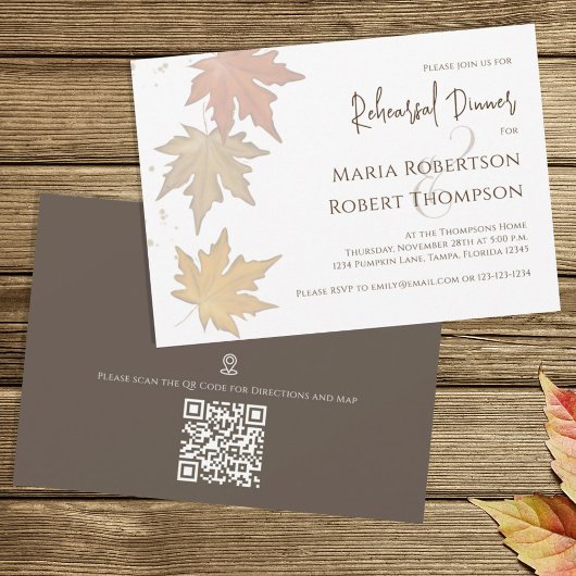 紅葉エレガント秋の緑の葉 招待状