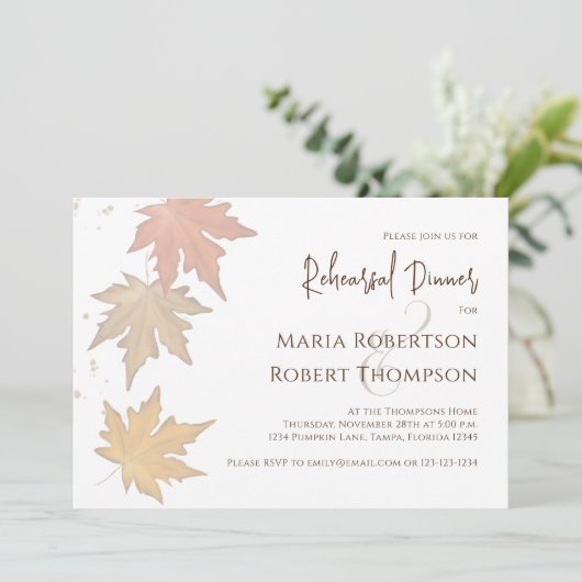 紅葉エレガント秋の緑の葉 招待状 (スタンド正面)