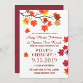 紅葉エレガント秋ブルゴーニュのウェディングカード 招待状 (正面/裏面)