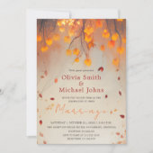 紅葉オレンジウォーターカラー秋の結婚式 招待状 (正面)
