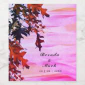 紅葉オレンジピンクスワールウェディングパーティー ワインラベル (シングルラベル)