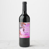 紅葉オレンジピンクスワールウェディングパーティー ワインラベル (正面)