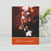 紅葉オレンジレッド白結婚褐色 招待状 (スタンド正面)