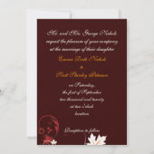 紅葉オレンジレッド白結婚褐色 招待状 (裏面)