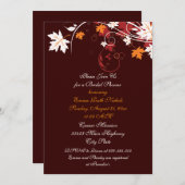 紅葉オレンジレッド結婚ホワイトブライダルシャワー 招待状 (正面/裏面)