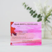 紅葉オレンジ渦巻きピンクRSVPメニューポストカード インビテーションポストカード (スタンド正面)