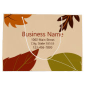 紅葉オレンジ緑と茶色のビジネス名 ラージペーパーバッグ (裏面)