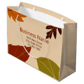 紅葉オレンジ緑と茶色のビジネス名 ラージペーパーバッグ (裏面アングル)