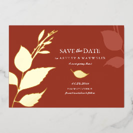 紅葉オレンジ色のフレンドシップ保存日付 箔招待状