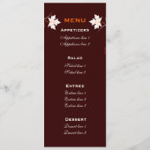 紅葉オレンジ色の赤結婚い白のメニューカード メニュー (裏面)