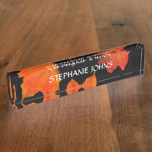 紅葉オレンモノグラムのジ名（黒） 2020 デスクネームプレート (側面)