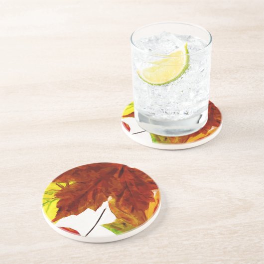 紅葉オン白抽象芸術印象主義 コースター (側面)
