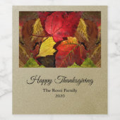 紅葉オン金ゴールドとブラック文字 ワインラベル (シングルラベル)