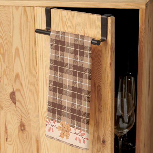 紅葉オン・プレイド キッチンタオル (三つ折り)