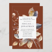 紅葉オンTerracotta Christian 結婚 Bible 招待状 (正面/裏面)