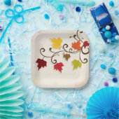 紅葉オータムホリデーサンクスギビング ペーパープレート (パーティー)