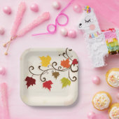 紅葉オータムホリデーサンクスギビング ペーパープレート (パーティー)