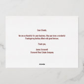 紅葉カスタムハッピーサンクスギビング金ゴールド 箔シーズンカード (裏面)