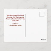 紅葉カスタムハッピー感謝祭リース ポストカード (裏面)