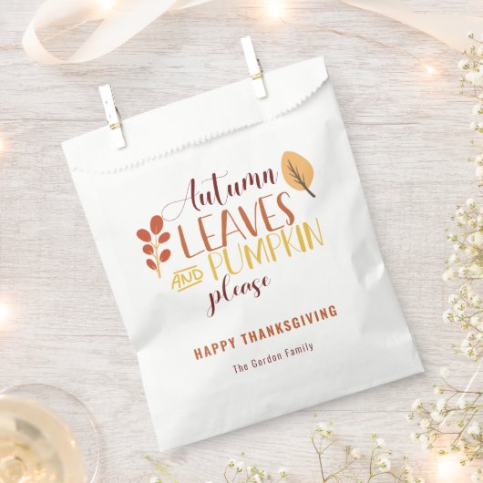 紅葉カボチャお願い幸せな感謝祭 フェイバーバッグ (クリップ留めされた状態)