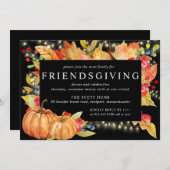 紅葉カボチャのストリングライト友情 招待状 (正面/裏面)